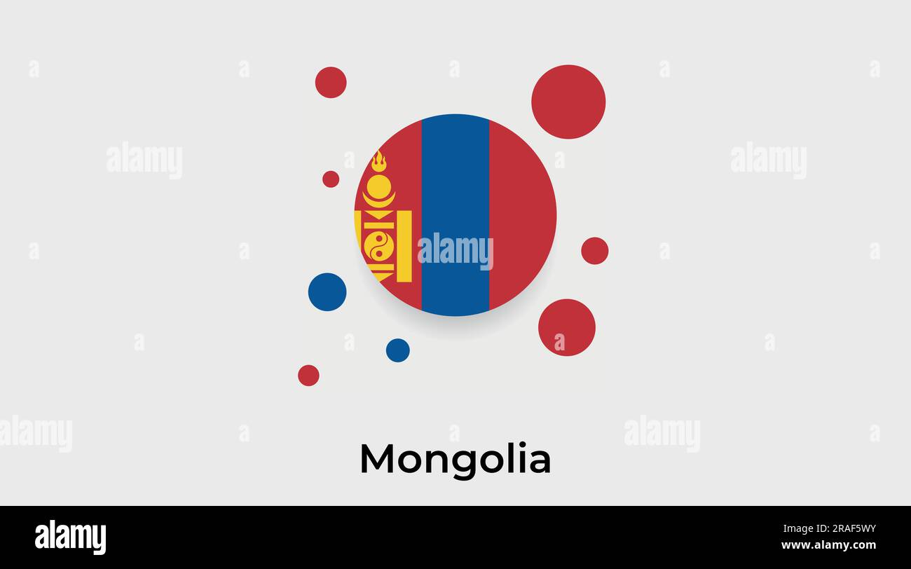 Mongolia flag bubble circle round shape icon colorful vector illustration Stock Vector
