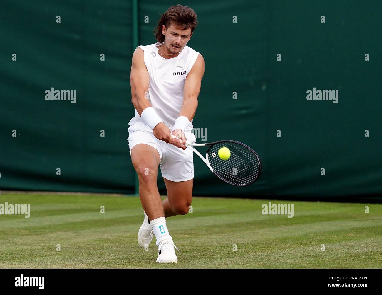 J.J. Wolf in action against Enzo Couacaud (not pictured) on day one of