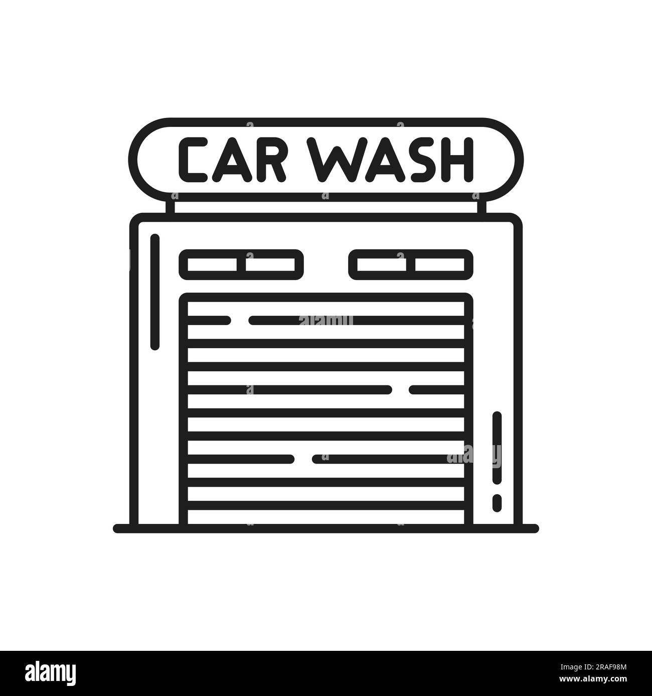 Car wash station, garage building for wash isolated outline icon