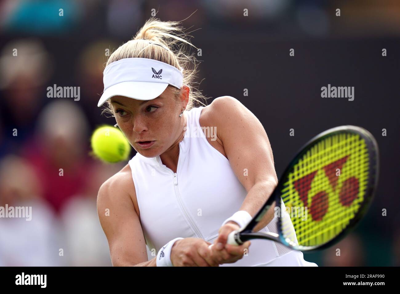 Katie Swan in action against Belinda Bencic (not pictured) on day one