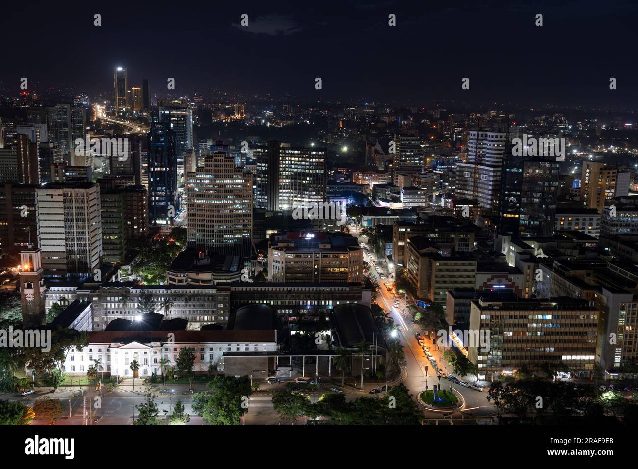 Kenya capital city Nairobi downtown in night colours and lights. (CTK Photo/Zaruba Ondrej) Stock Photo
