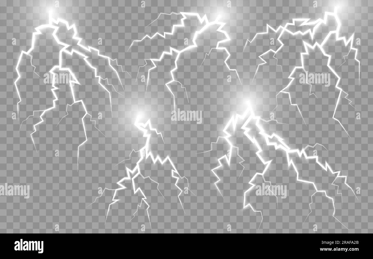 Lightning effect. Thunder bolt, electric spark, thunderstorm, flash