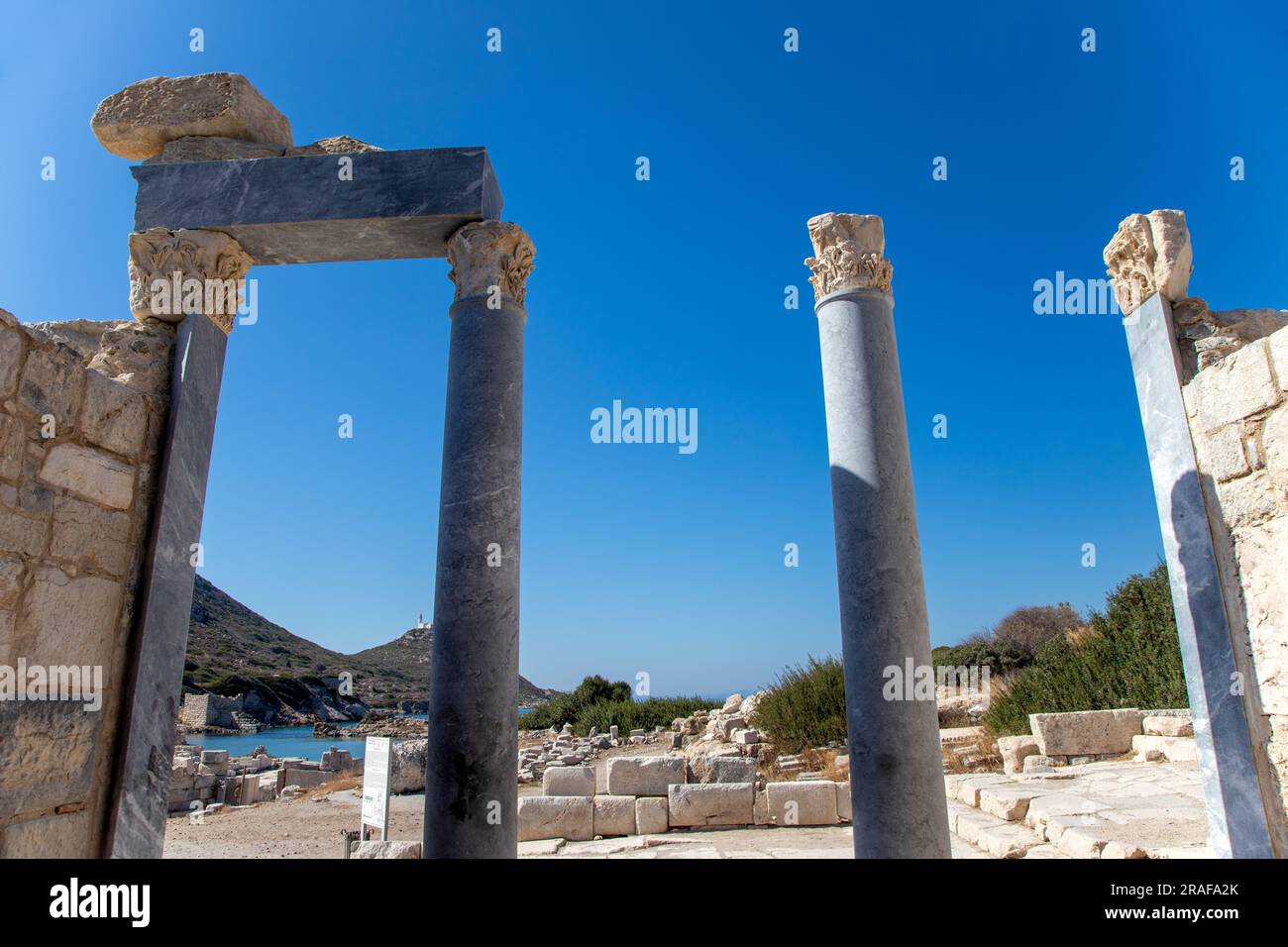The ancient city of Knidos is in the Datca district of Muğla. Stock Photo