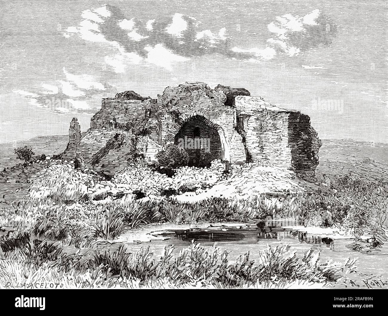 Ruins of Ardeshirs I palace, Iranian city of Firuzabad. Fars Province ...