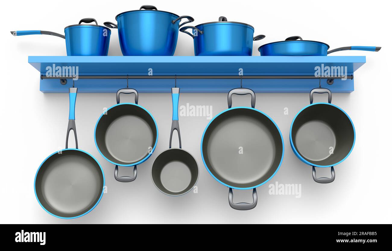 Set of stainless steel stewpot, frying pan and chrome plated aluminum