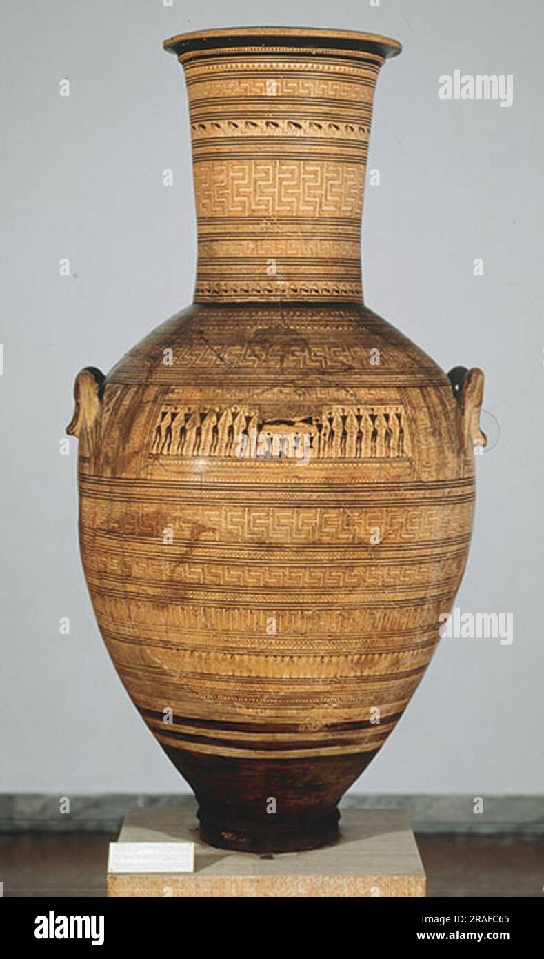 Attic Late Geometric Amphora. From Athens. By the Dipylon Painter 750