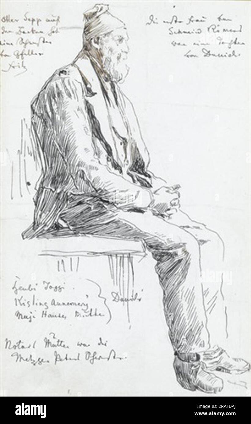 Study Of The Seated Farmer Old Sepp 1835 By Albrecht Anker Stock