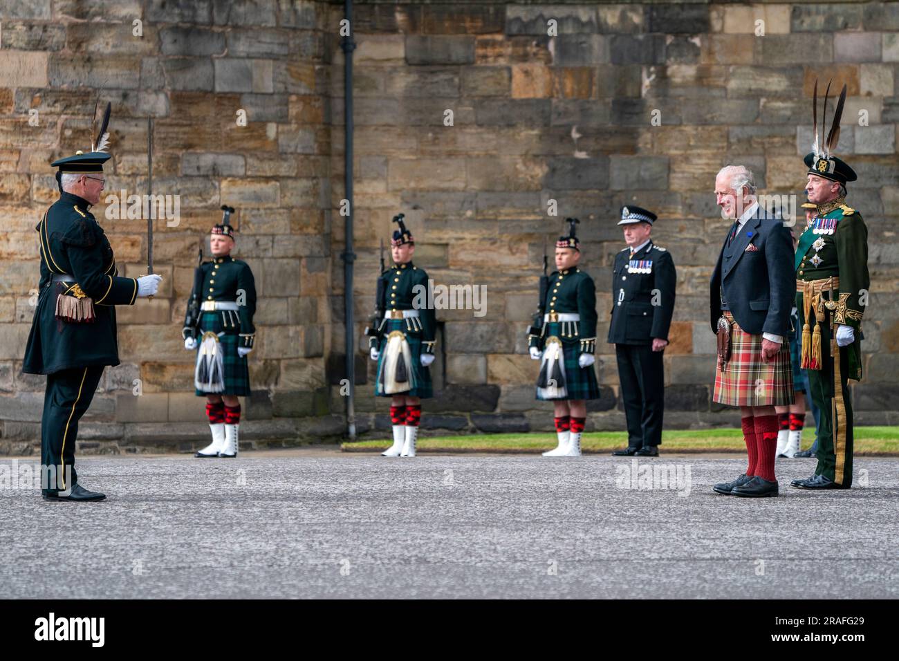 King Charles III receives a Royal Salute during the Ceremony of the