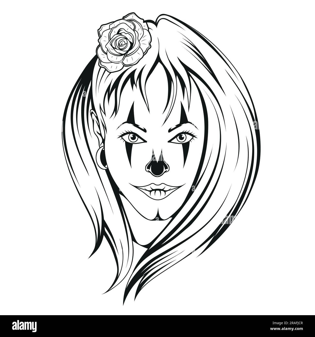 chicano girl. Vector illustration of a sketch tattoos and scary face makeup. Santa Muerte tattoo Stock Vector