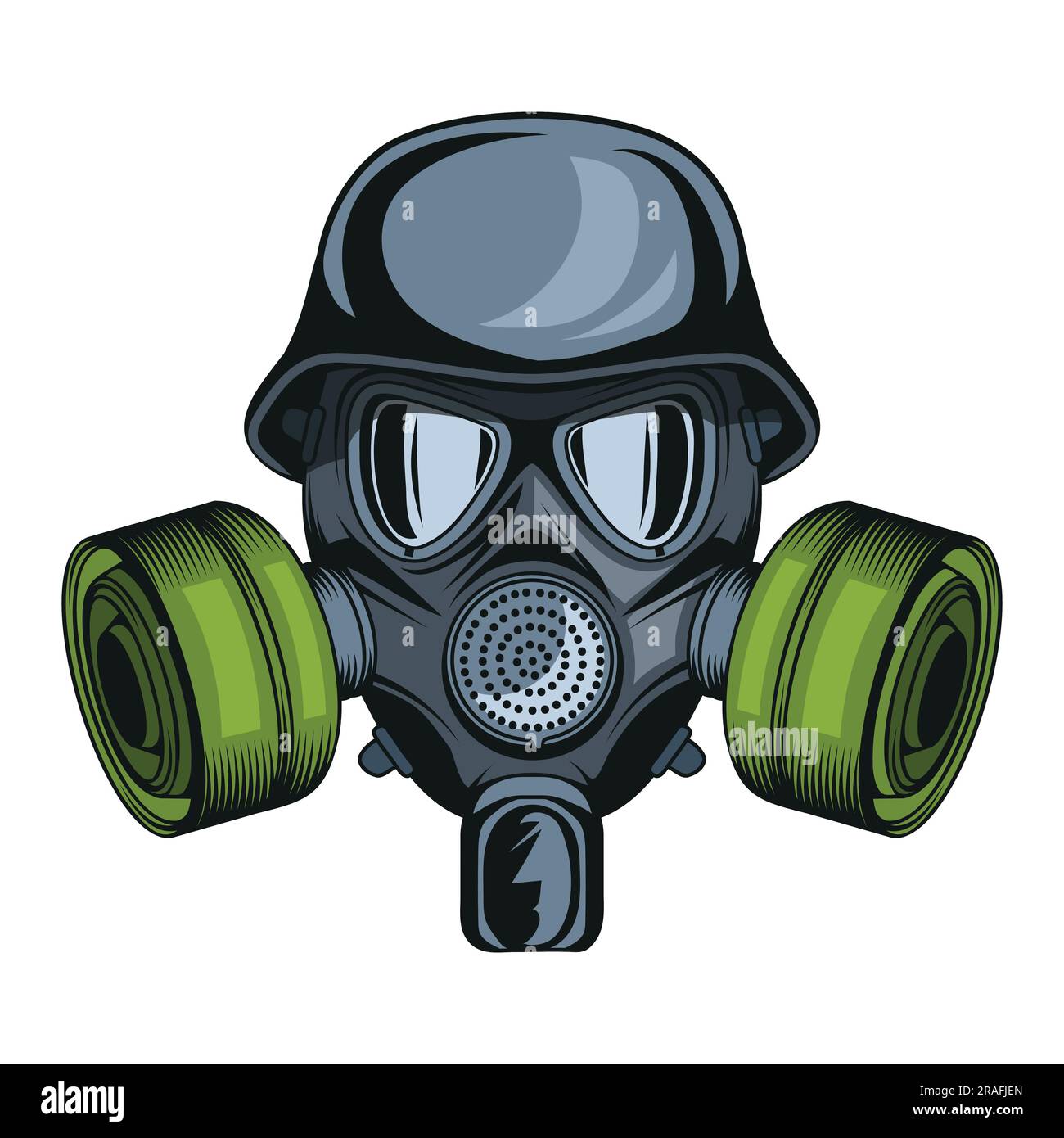 Gas mask in a helmet. Vector illustration of a chemical gas mask