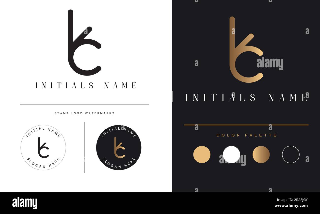 Luxury KC or CK Initial Monogram Text Letter Logo Design Stock Vector