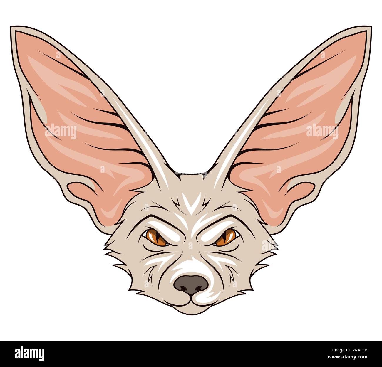 Fennec fox. Vector illustration of a cute animal. A miniature fox that lives in the deserts of north africa. Wild animals. Stock Vector