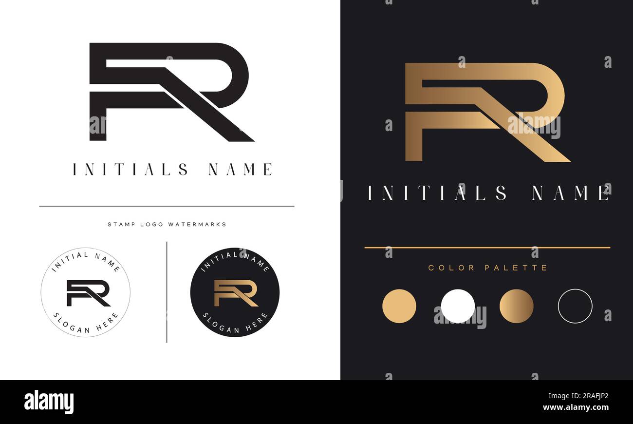 Luxury PR or RP Initial Monogram Text Letter Logo Design Stock Vector