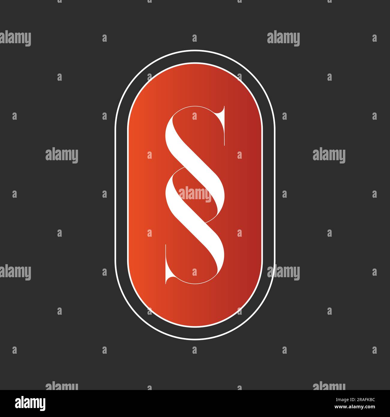 Luxury SS Initial Monogram Text Letter Logo Design Stock Vector