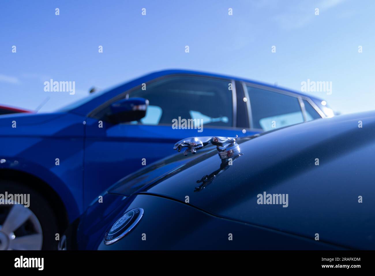 Naestved, Denmark, June 22nd 2023 Old vintage Jaguar car galion