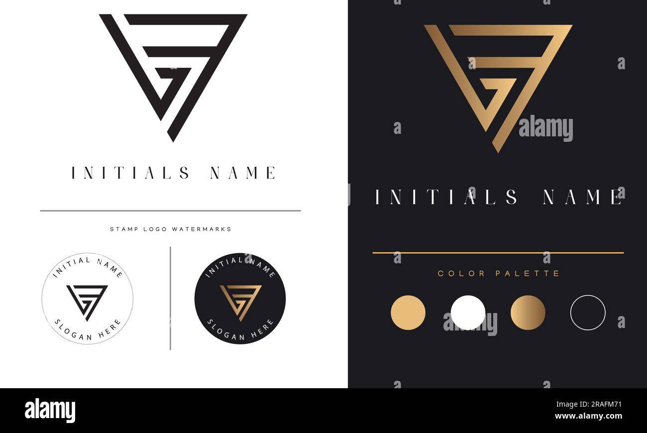 Luxury LF or FL Initial Monogram Text Letter Logo Design Stock Vector