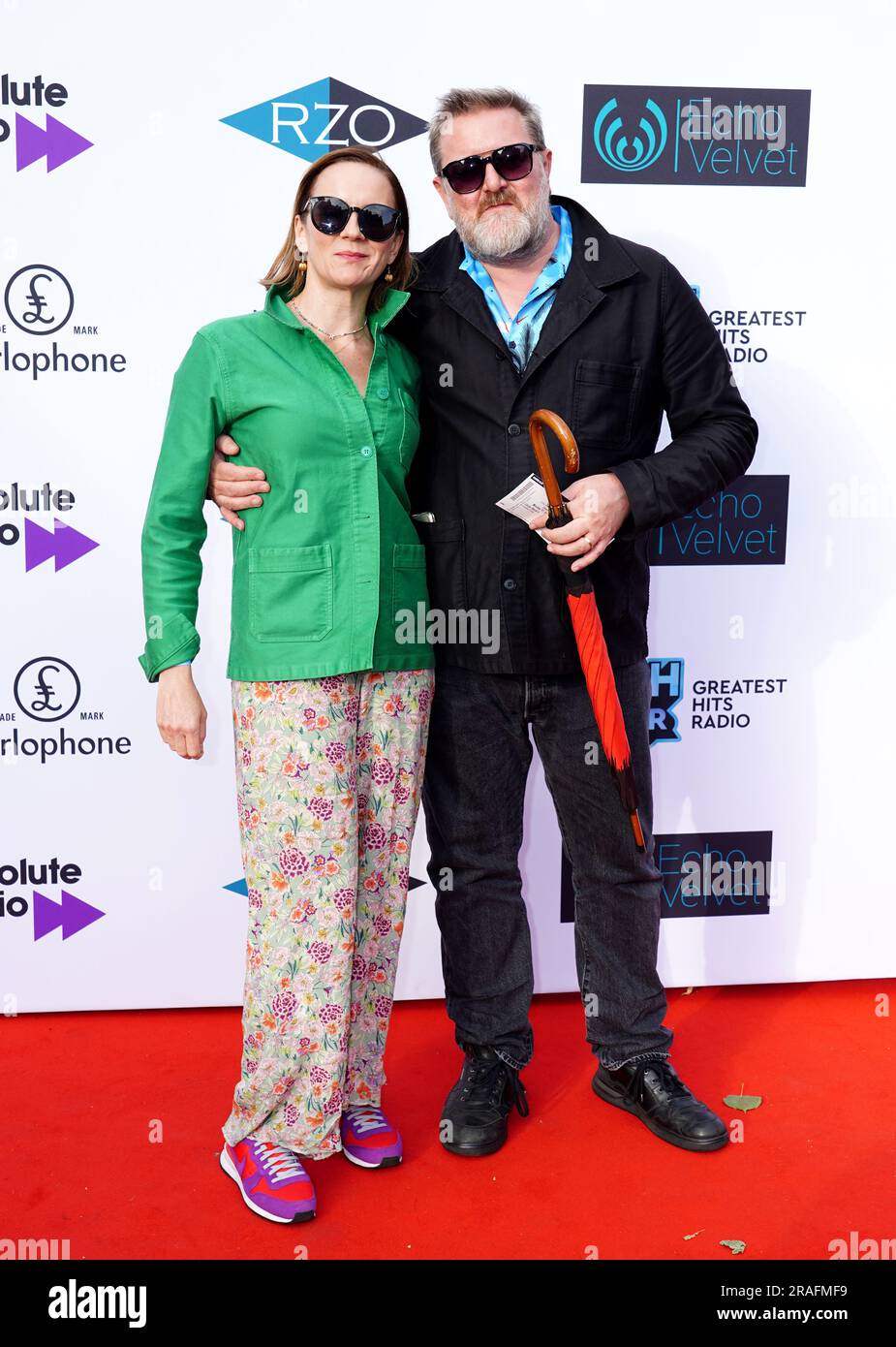 Rachael Stirling (left) and Guy Garvey attend the premiere of the newly restored and upgraded Ziggy Stardust And The Spiders From Mars, at the Eventim Apollo Hammersmith in London. Picture date: Monday July 3, 2023. Stock Photo