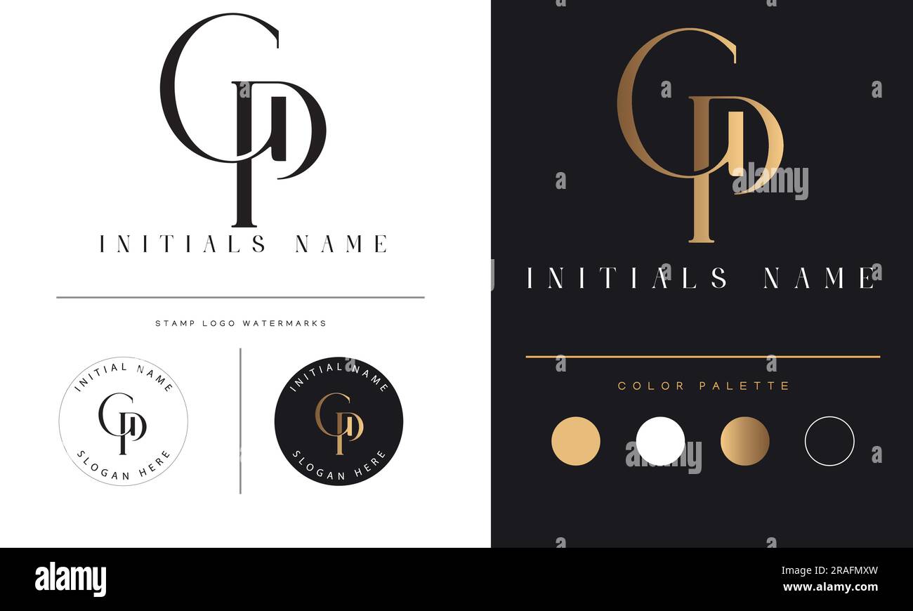 Luxury GP or PG Initial Monogram Text Letter Logo Design Stock Vector