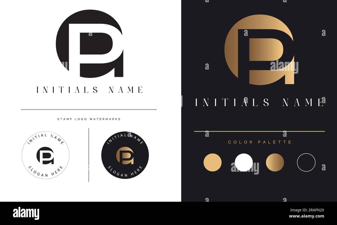 Luxury GP or PG Initial Monogram Text Letter Logo Design Stock Vector ...