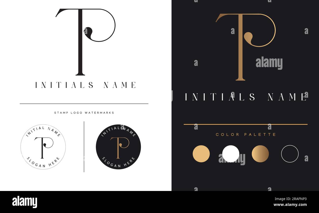 Luxury TP or PT Initial Monogram Text Letter Logo Design Stock Vector ...