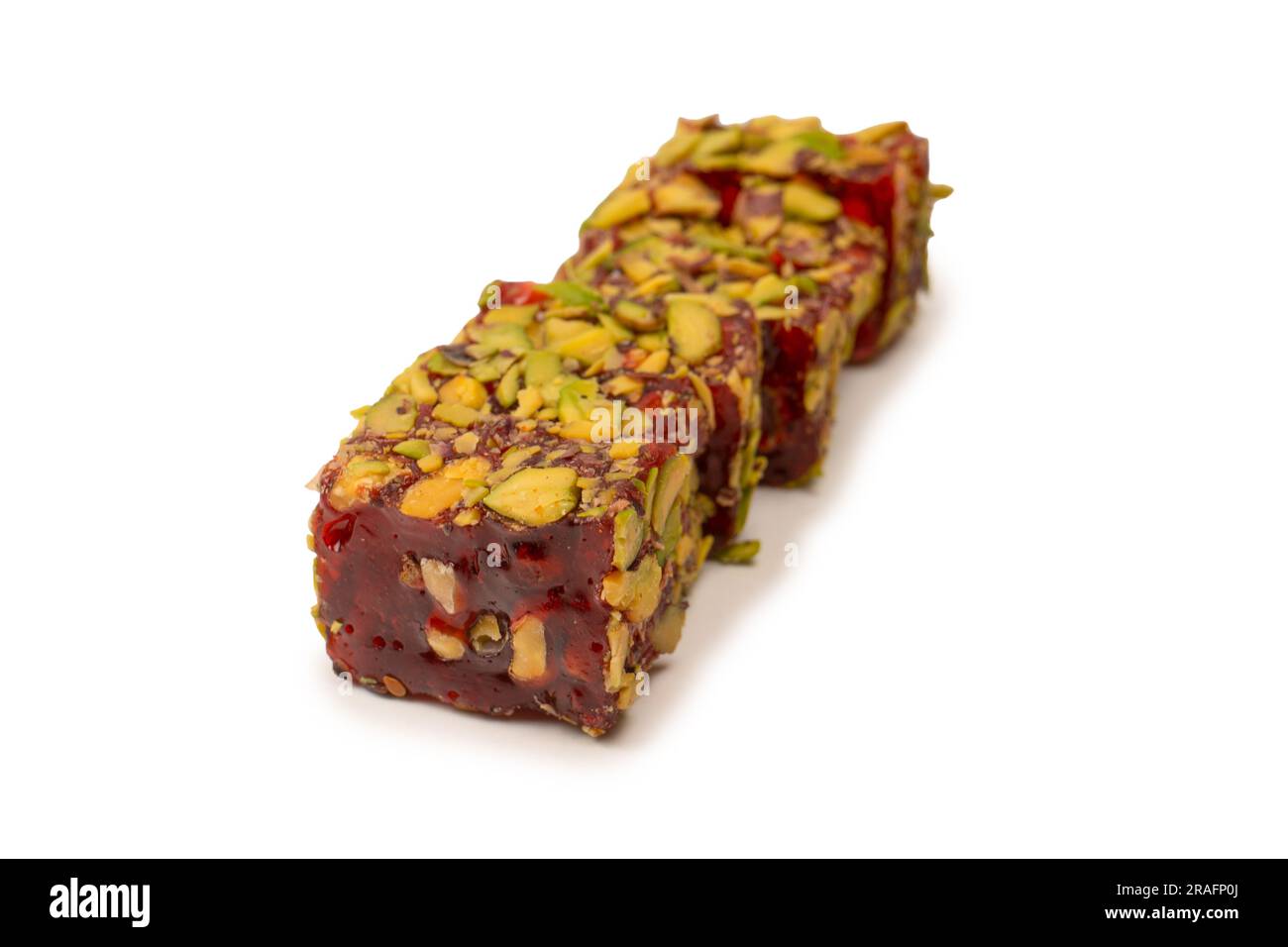 Rahat Comp Sweet roll with pomegranate and pistachios, turkish sweets. Turkish ...