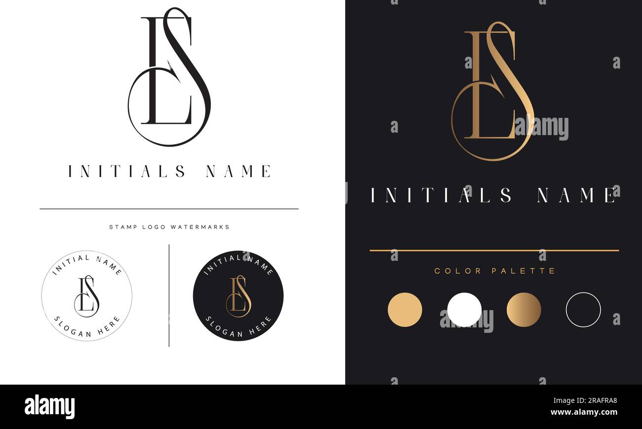Luxury ES or SE Initial Monogram Text Letter Logo Design Stock Vector