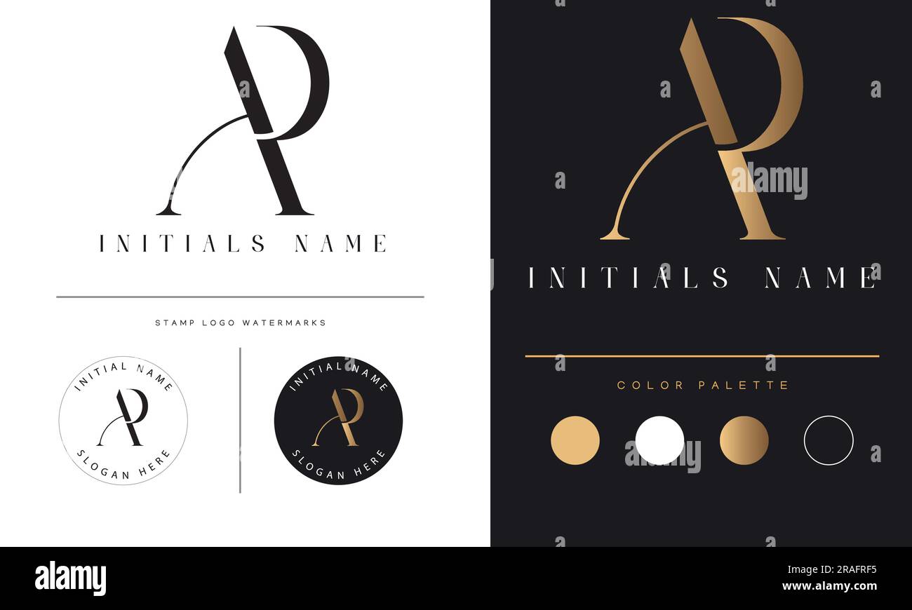 Luxury AP or PA Initial Monogram Text Letter Logo Design Stock Vector