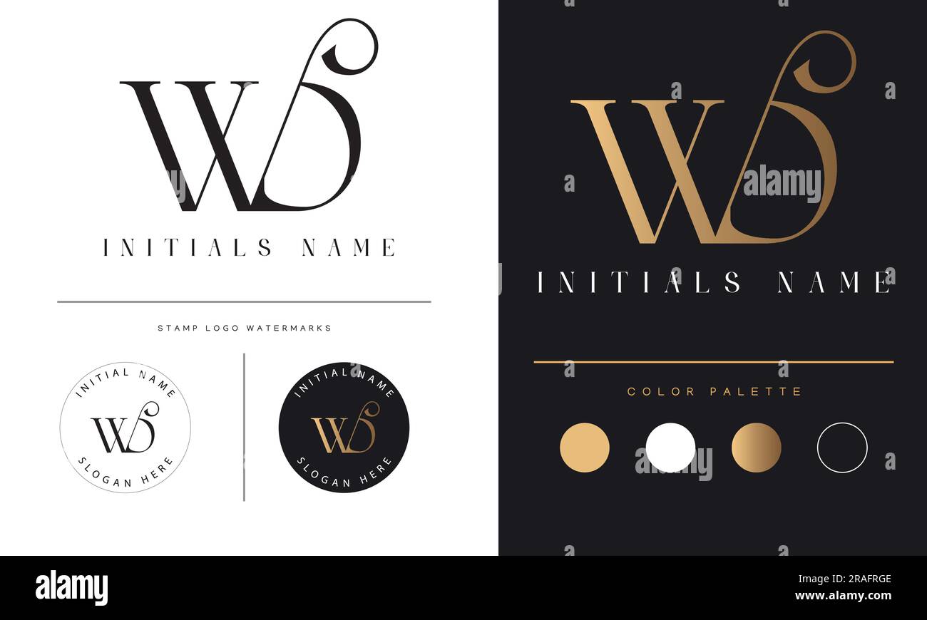 Luxury WD or DW Initial Monogram Text Letter Logo Design Stock Vector