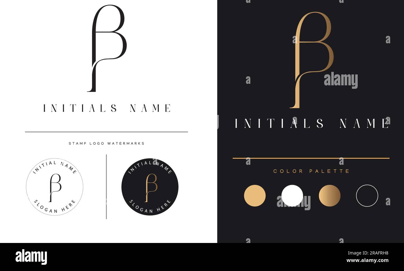 Luxury BP or PB Initial Monogram Text Letter Logo Design Stock Vector