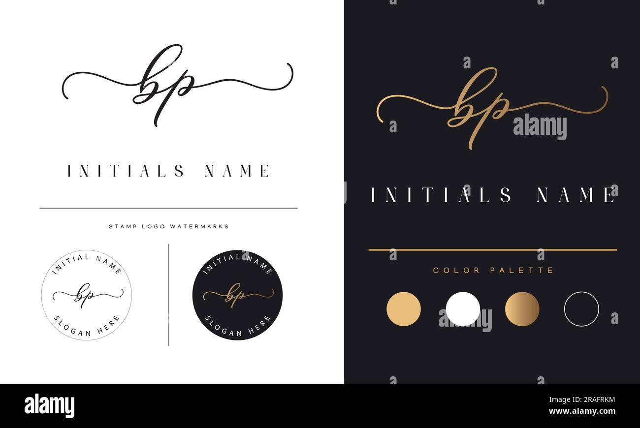Luxury BP or PB Initial Monogram Text Letter Logo Design Stock Vector
