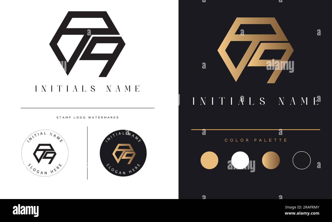 Luxury BP or PB Initial Monogram Text Letter Logo Design Stock Vector