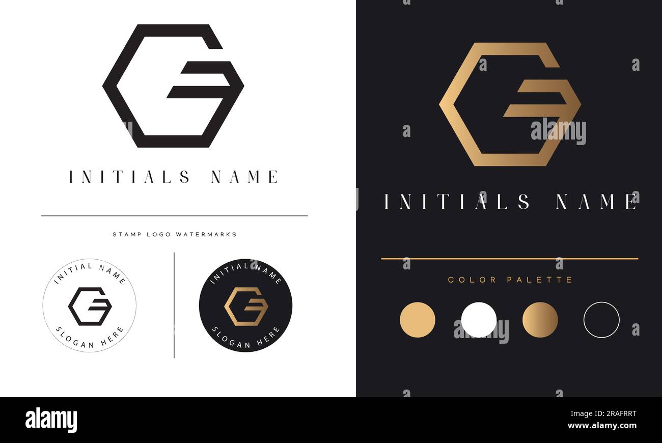 Luxury GF or FG Initial Monogram Text Letter Logo Design Stock Vector