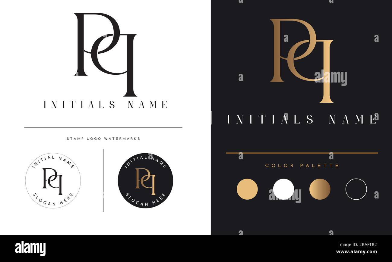 Luxury PP Initial Monogram Text Letter Logo Design Stock Vector