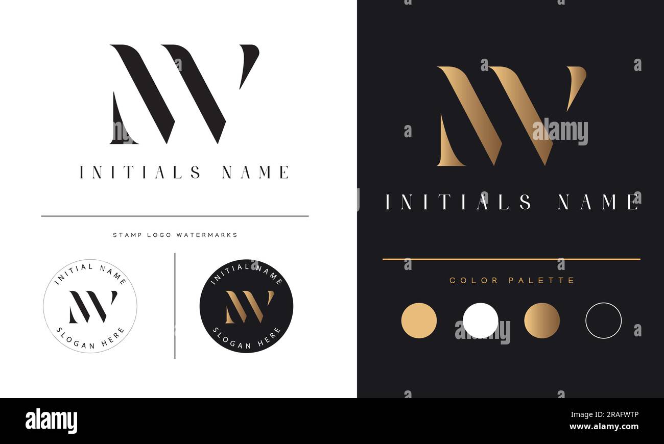Luxury NV or VN Initial Monogram Text Letter Logo Design Stock Vector