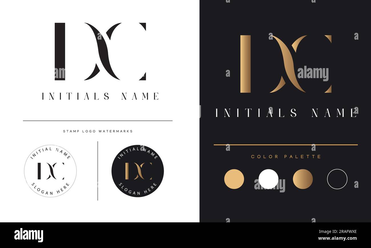 Luxury DC or CD Initial Monogram Text Letter Logo Design Stock Vector