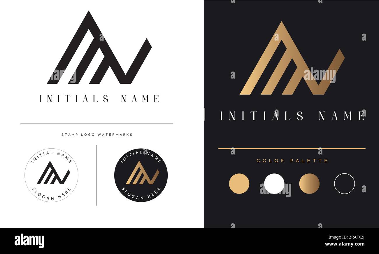 Luxury MV or VM Initial Monogram Text Letter Logo Design Stock Vector