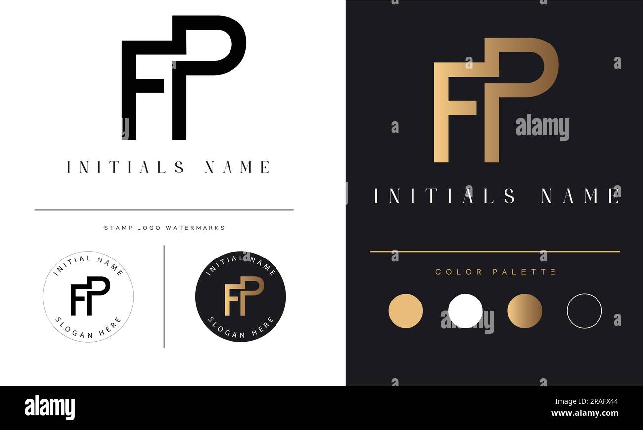 Letter FP PF Monogram Sports Bold Modern Geometric Minimal Simple