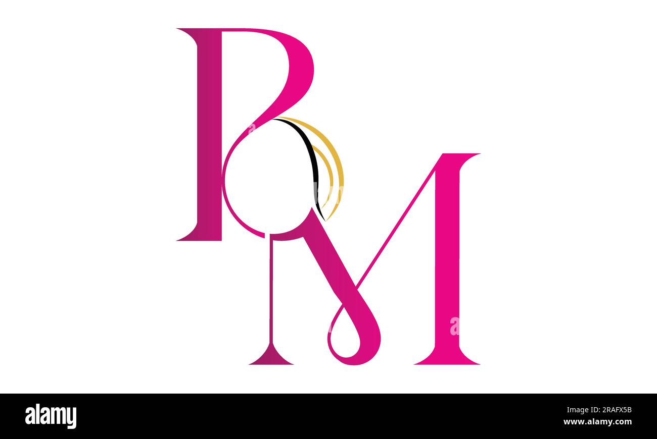 Luxury BM or MB Initial Monogram Text Letter Logo Design Stock Vector