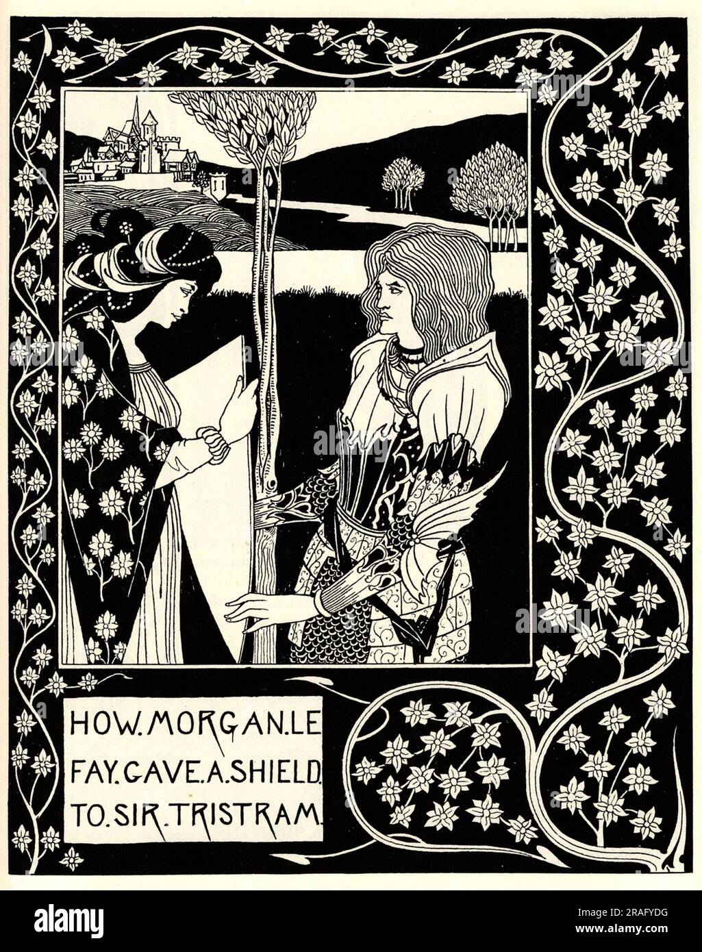 How Morgan Le Fay Gave a Shield to Sir Tristram 1894 by Aubrey Beardsley Stock Photo