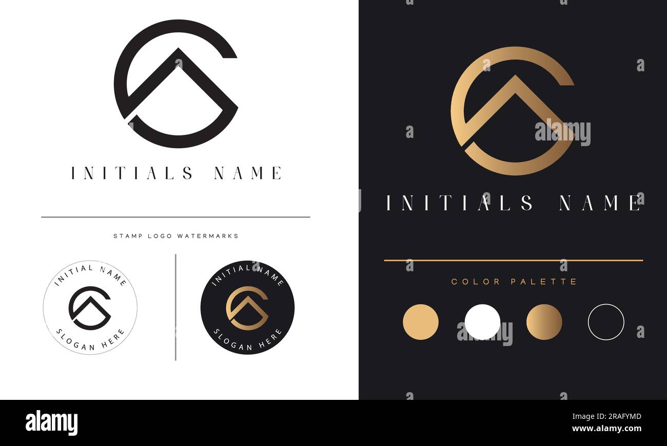 Luxury CA or AC Initial Monogram Text Letter Logo Design Stock Vector