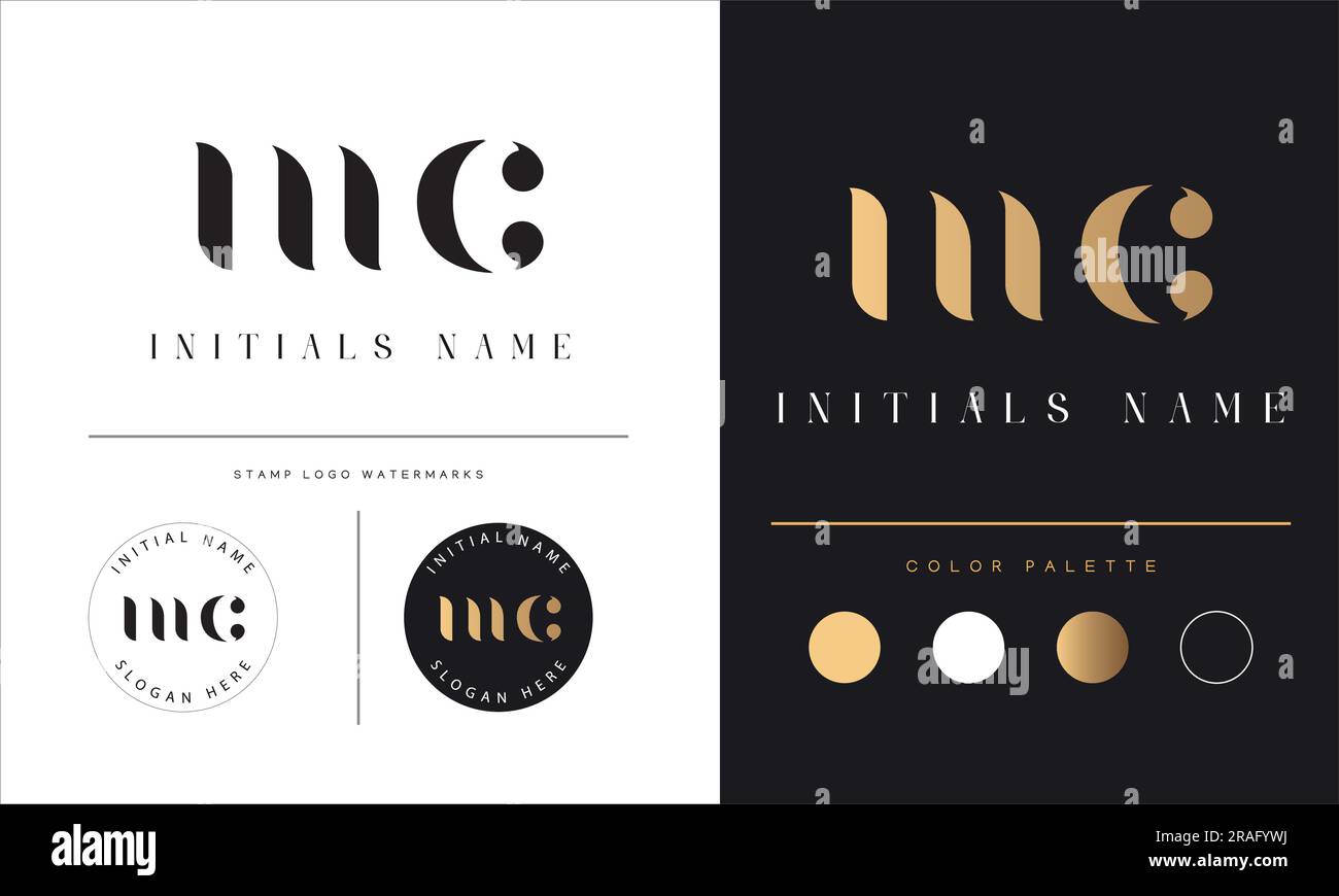Luxury MC or CM Initial Monogram Text Letter Logo Design Stock Vector ...