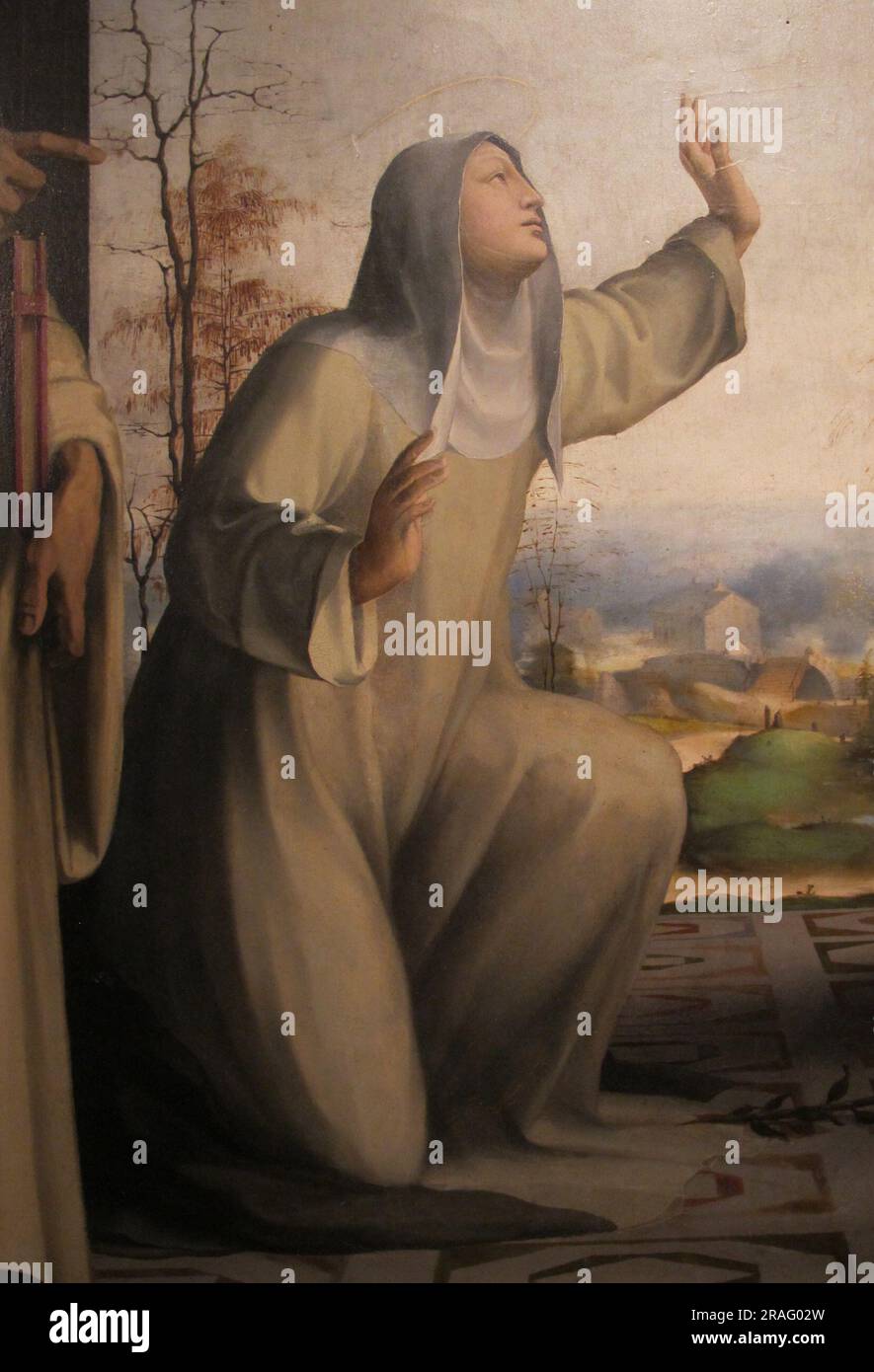 Saint Catherine of Siena receiving the stigmata between Saints Benedict ...