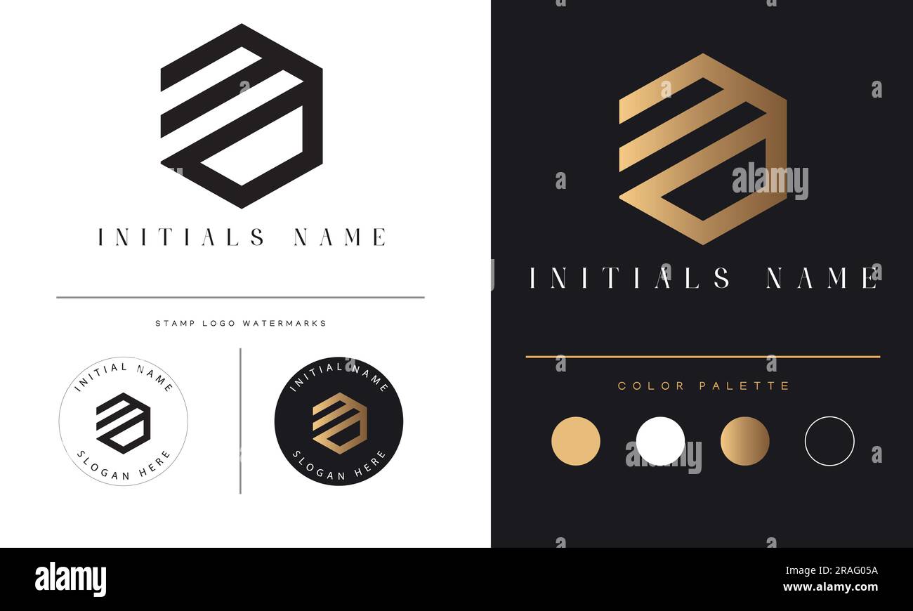 Luxury ED or DE Initial Monogram Text Letter Logo Design Stock Vector