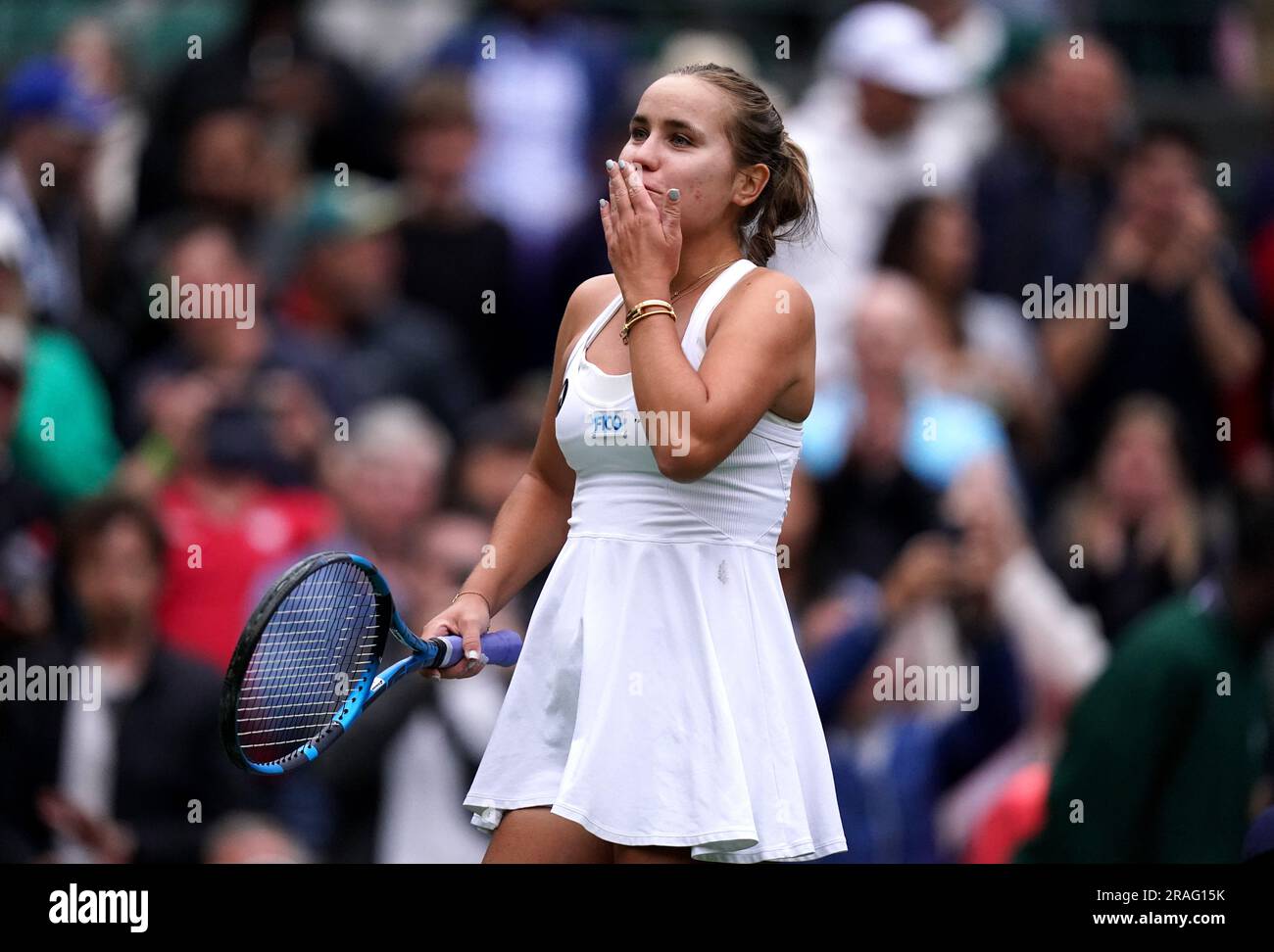 Sofia Kenin celebrates victory over Coco Gauff on day one of the 2023