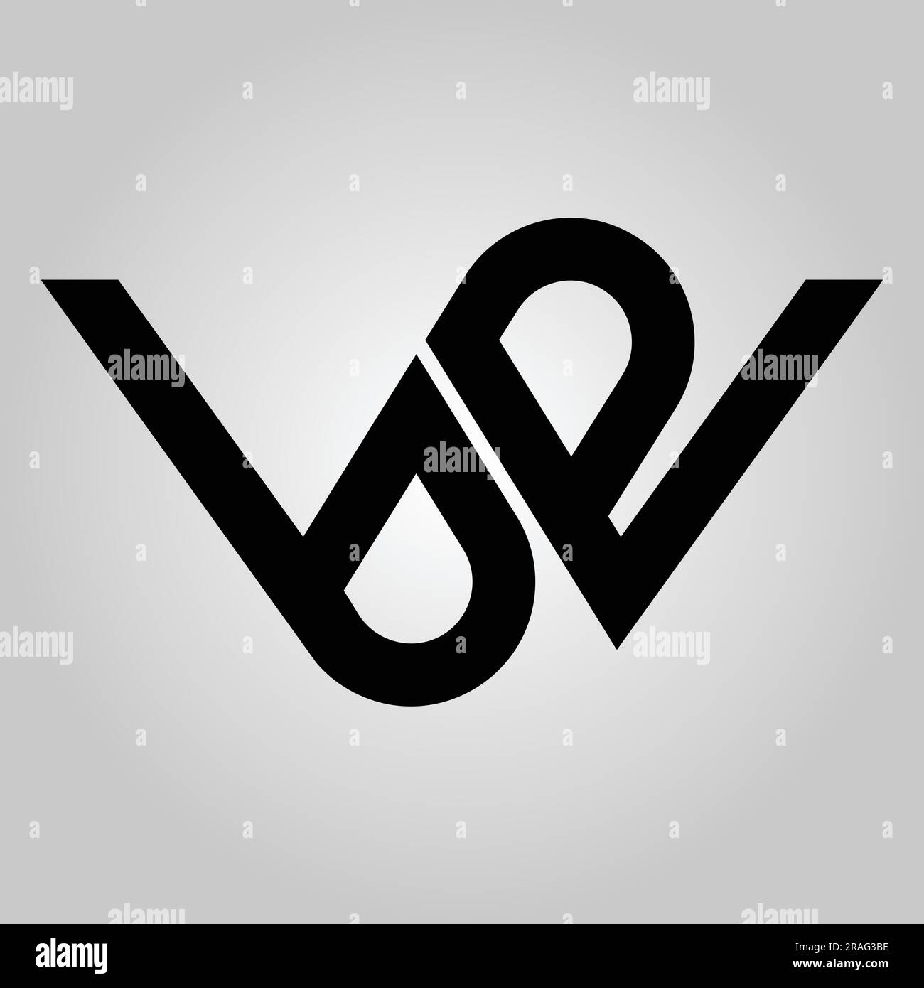 Initial WB logo design with Shape style, Logo business branding