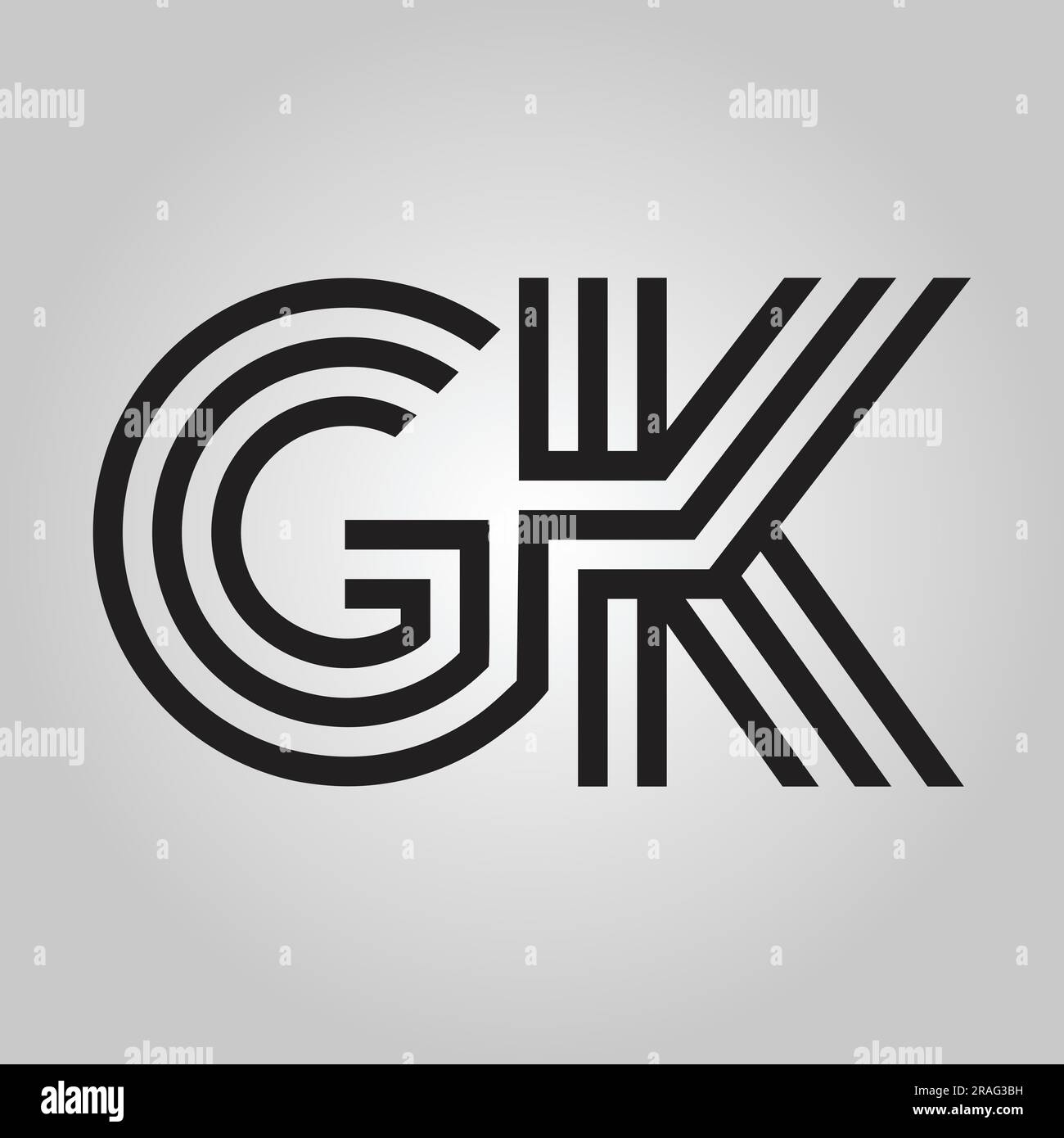 Luxury GK or KG Initial Monogram Text Letter Logo Design Stock Vector