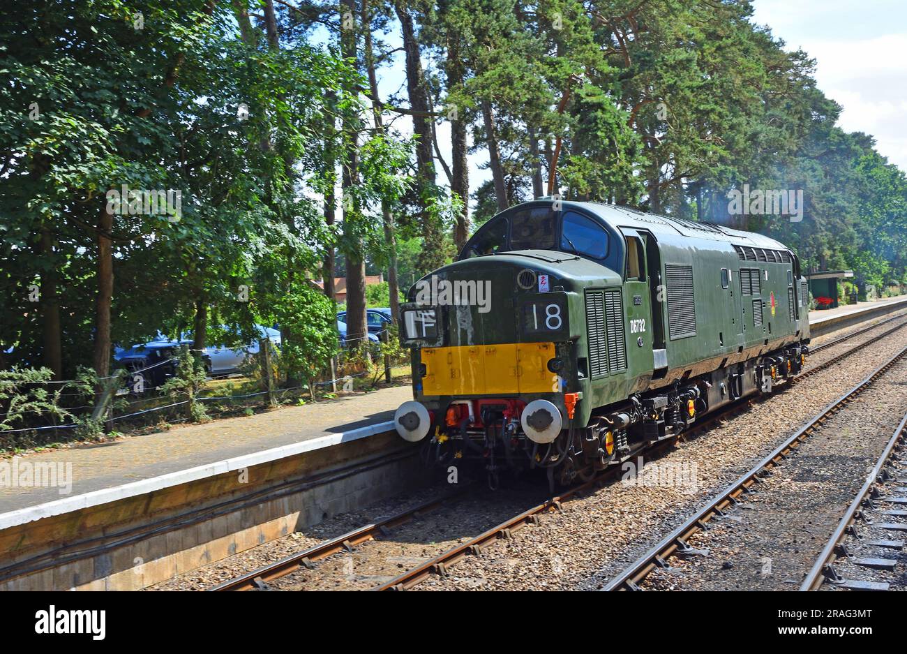 Vintage BR Class 37 English Electric Type 3 diesel engine at holt station. Stock Photo