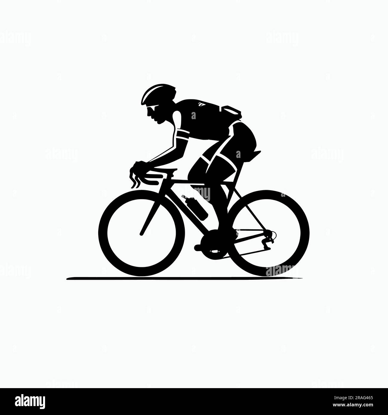 Vector illustration of a cyclist in black silhouette against a clean