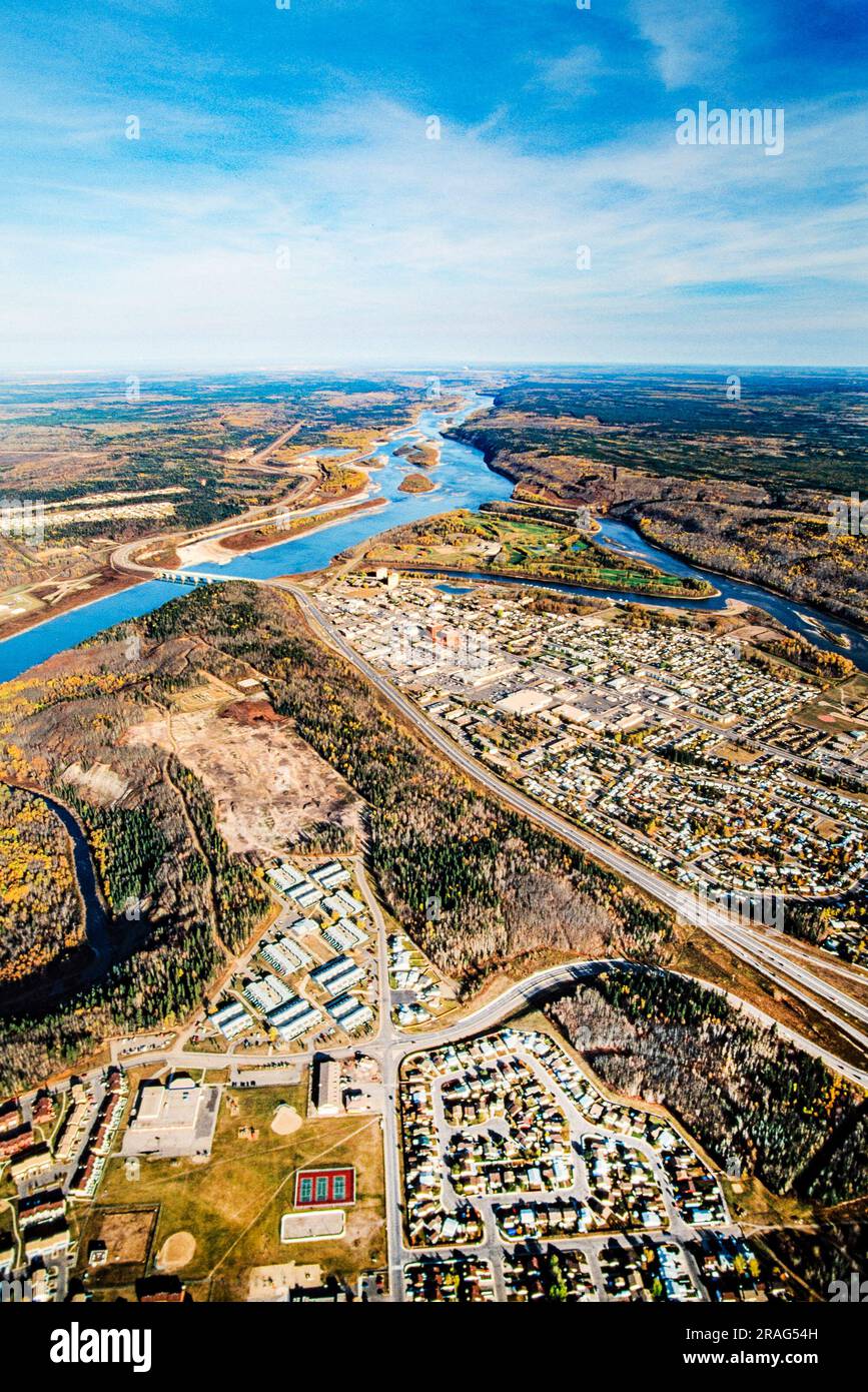 Aerial image of Fort McMurray, Alberta, Canada Stock Photo