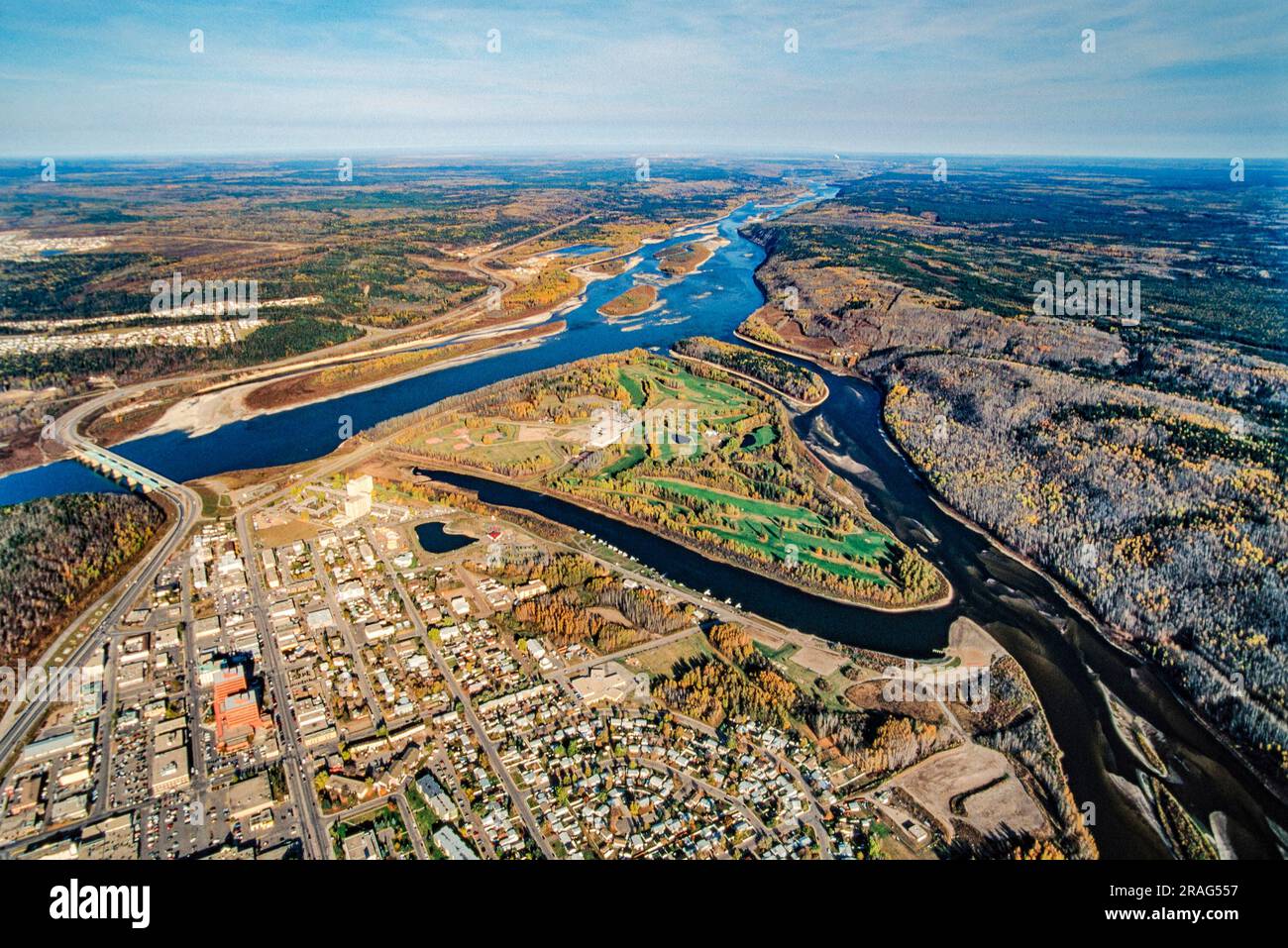 Aerial image of Fort McMurray, Alberta, Canada Stock Photo